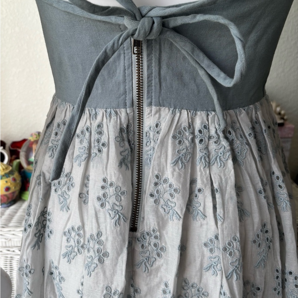 The Great. The Camelia Maxi Dress Low Cut Cotton Eyelet Ash Blue Grey Size L NWT - Picture 7 of 14